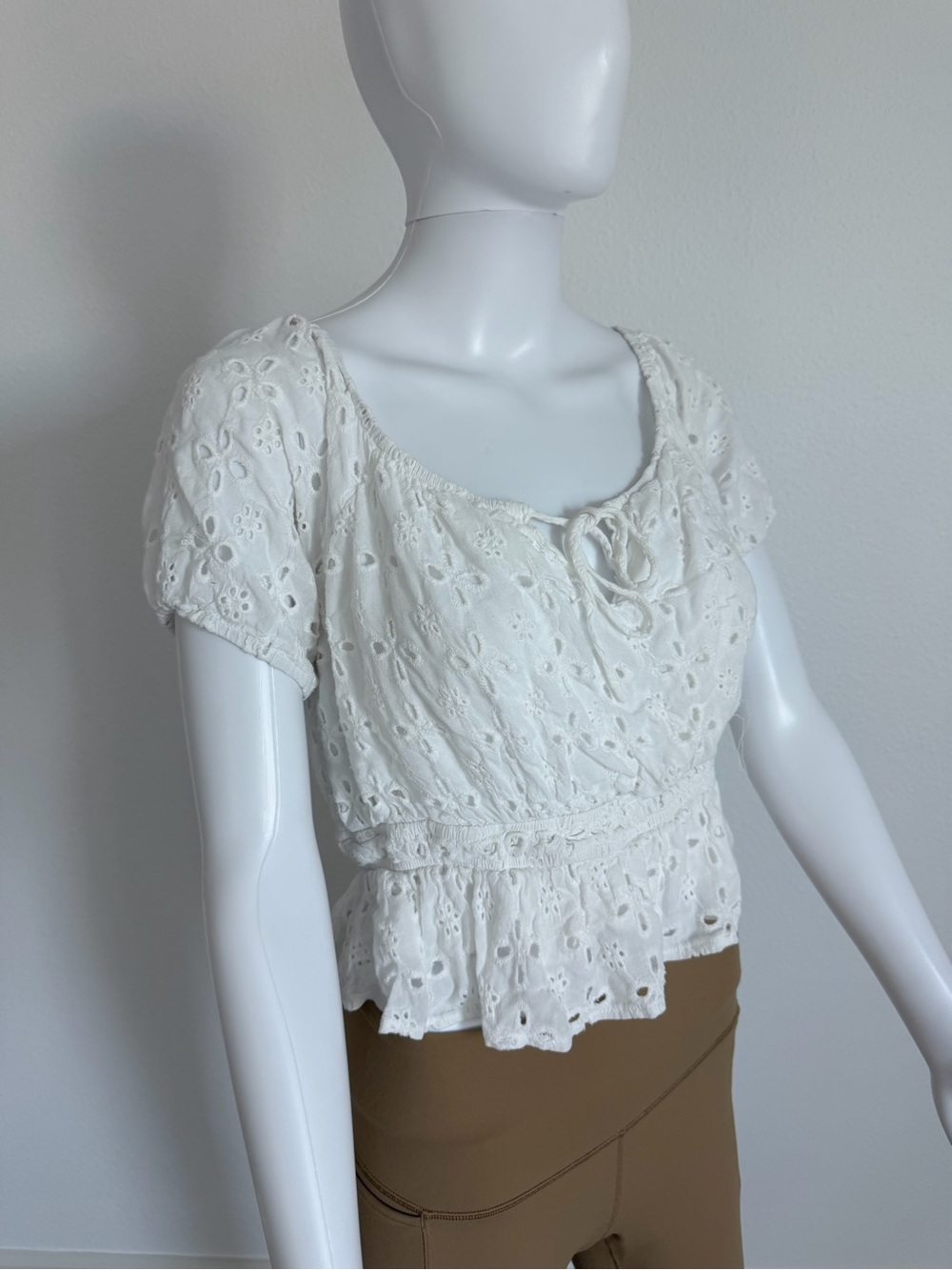 Hem & Thread White Eyelet Peasant Blouse